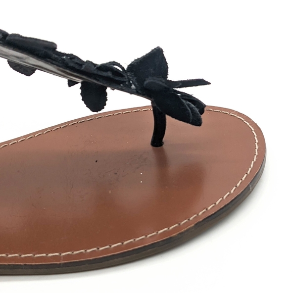 GAP Thong Black Flat Sandals with Suede Flowers - Picture 5 of 6